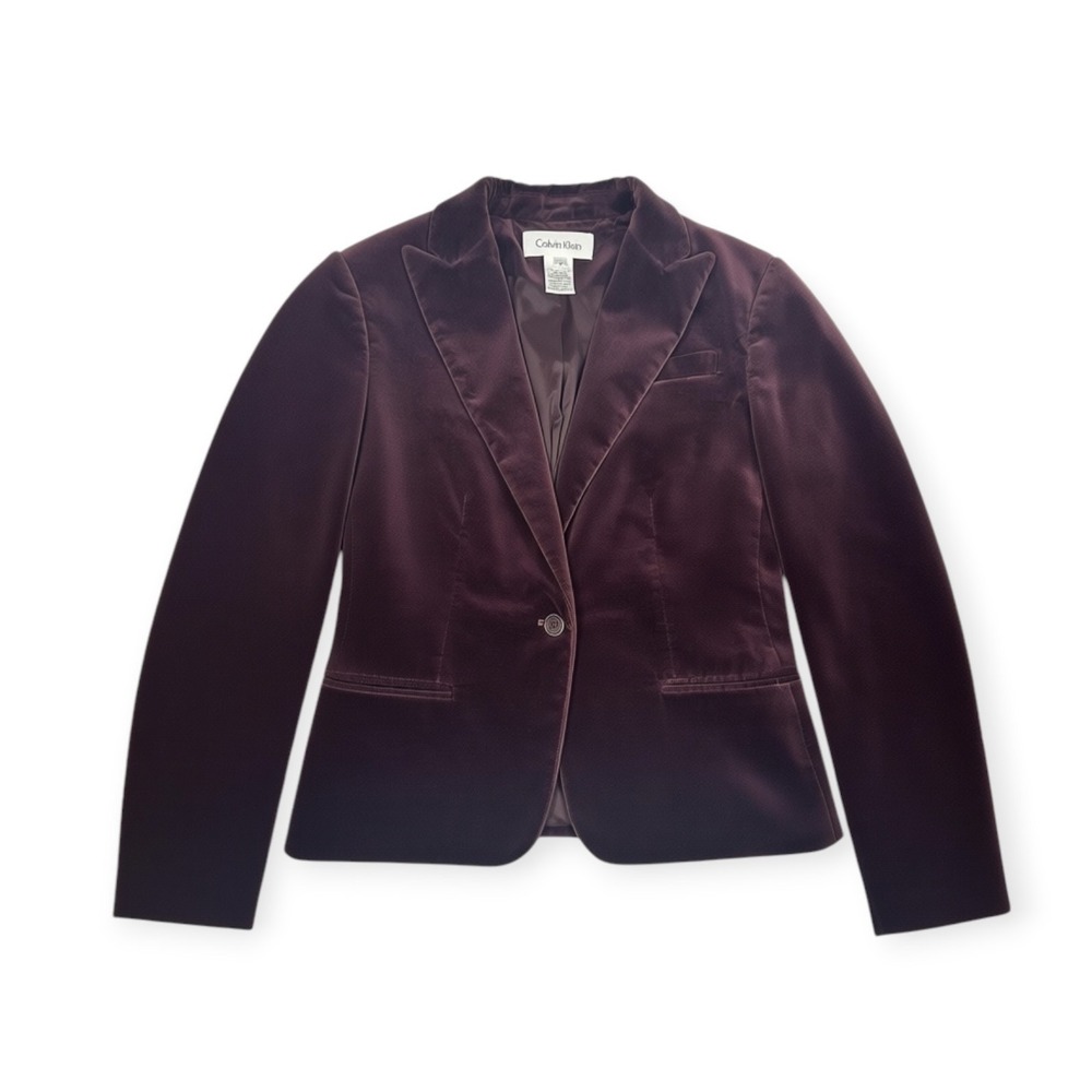 Calvin Klein Velvet Blazer Plum Good 4 Womens